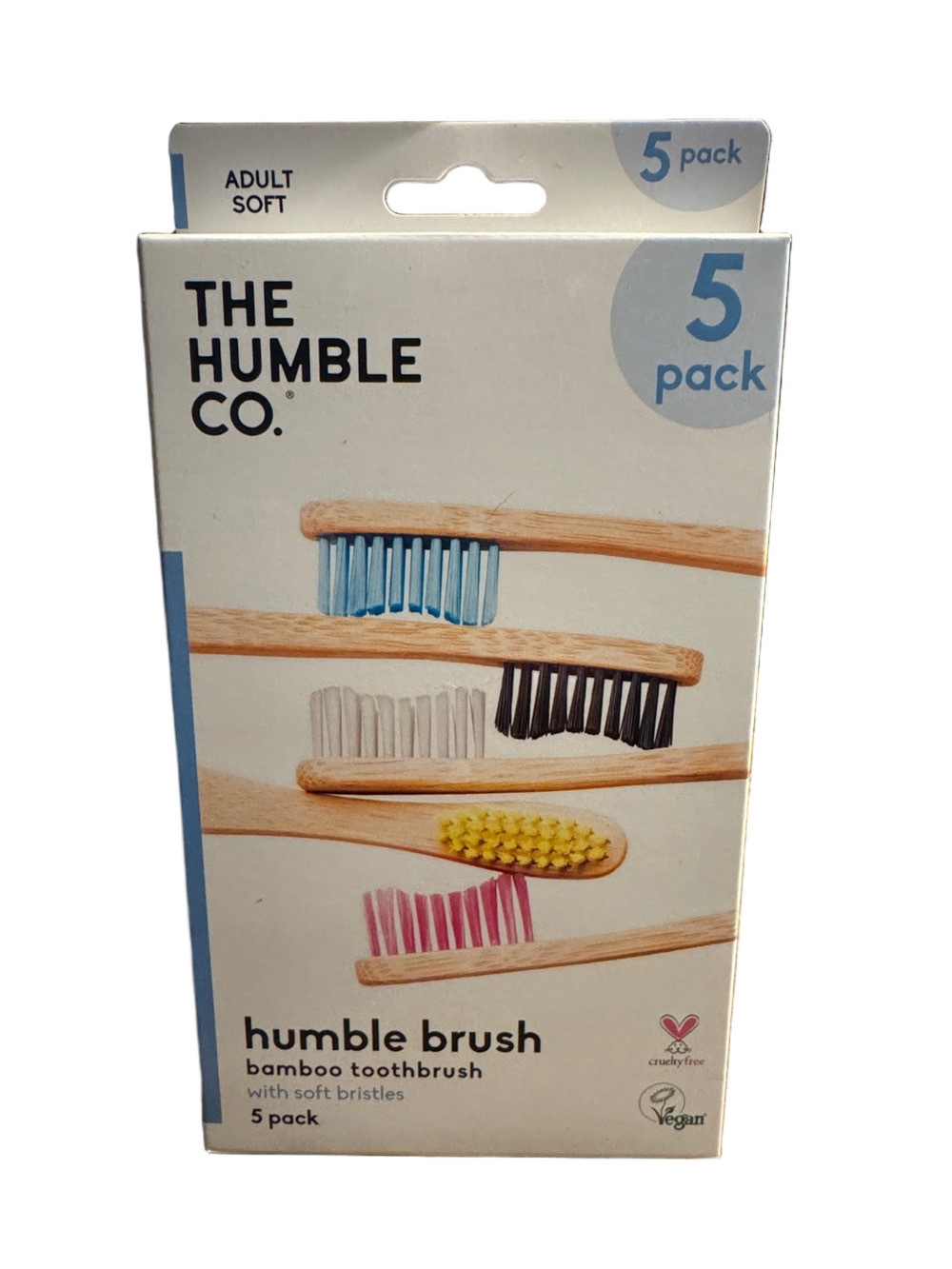 Bamboo Toothbrush 5-Pack - Multicolor Soft Bristles